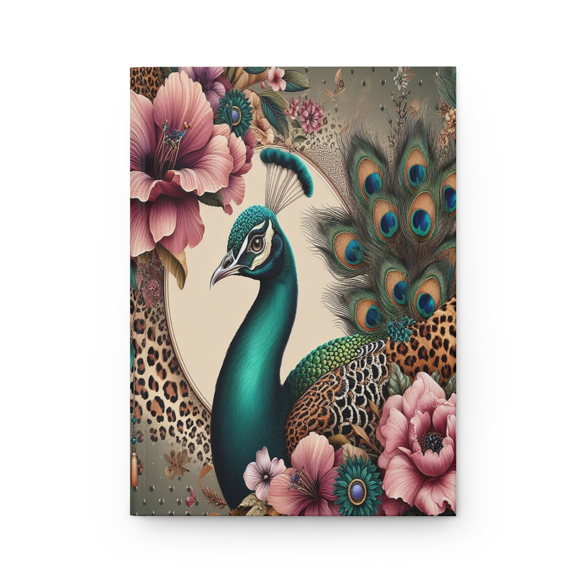 Peacock with Animal Print Hardcover Journal Matte