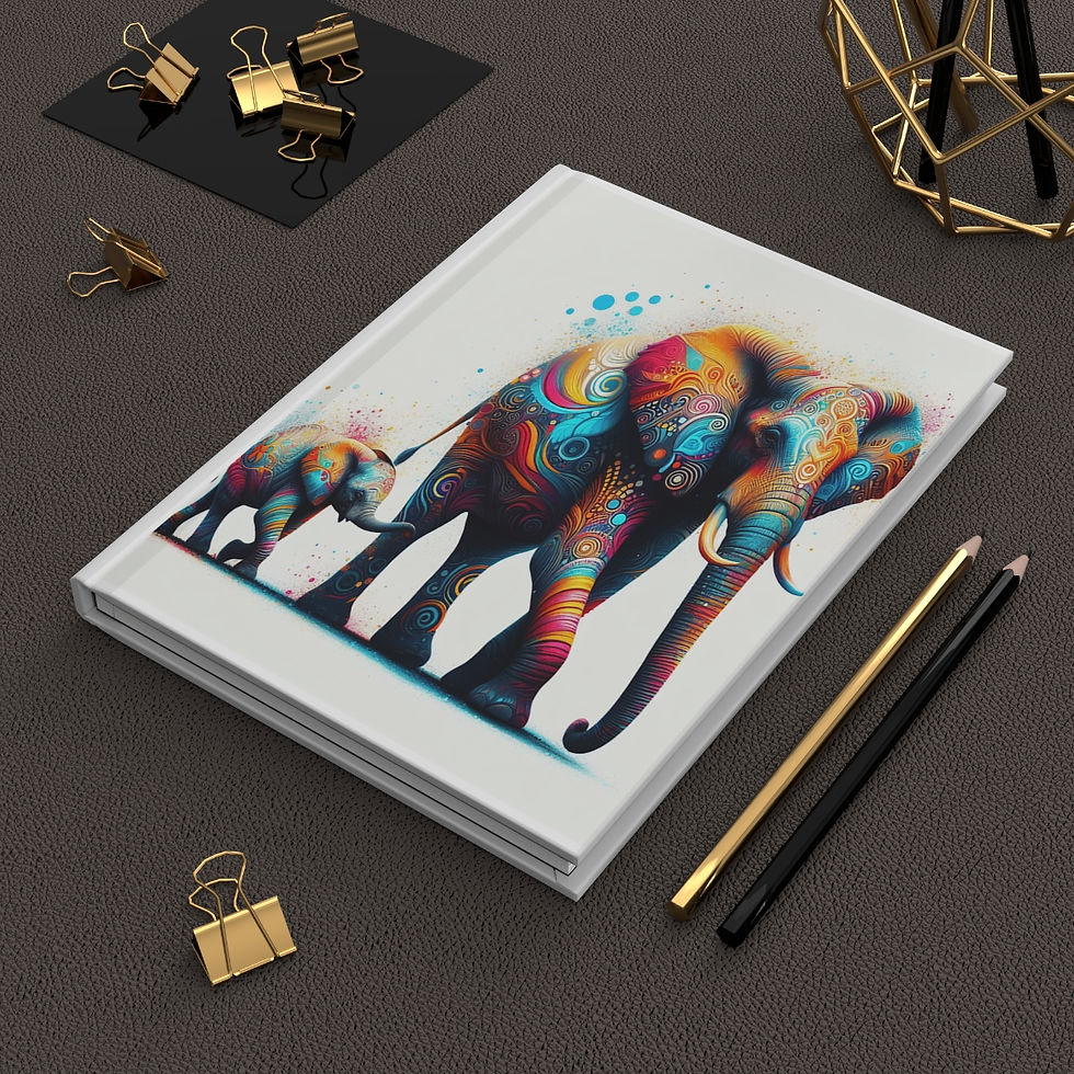 Thumbnail: Mom and Baby Turquoise Elephant Hardcover Journal Matte