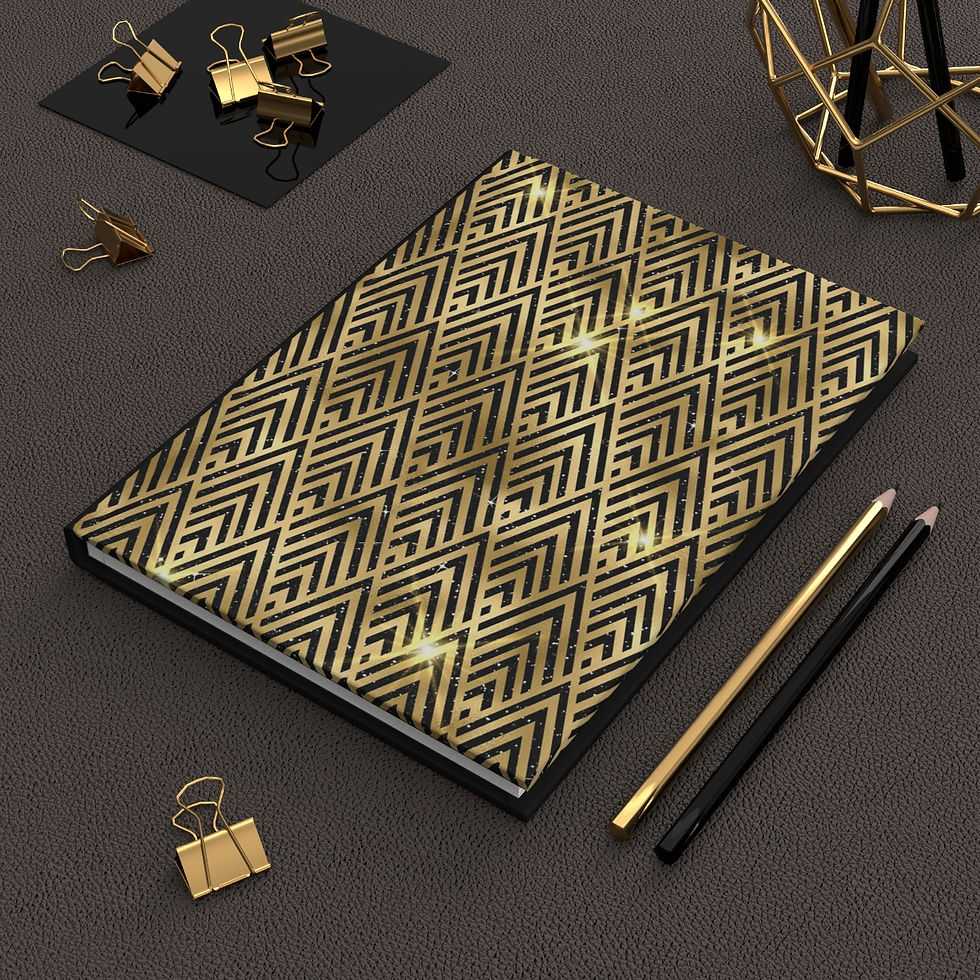 Thumbnail: Black and Gold Geometric Hardcover Journal Matte