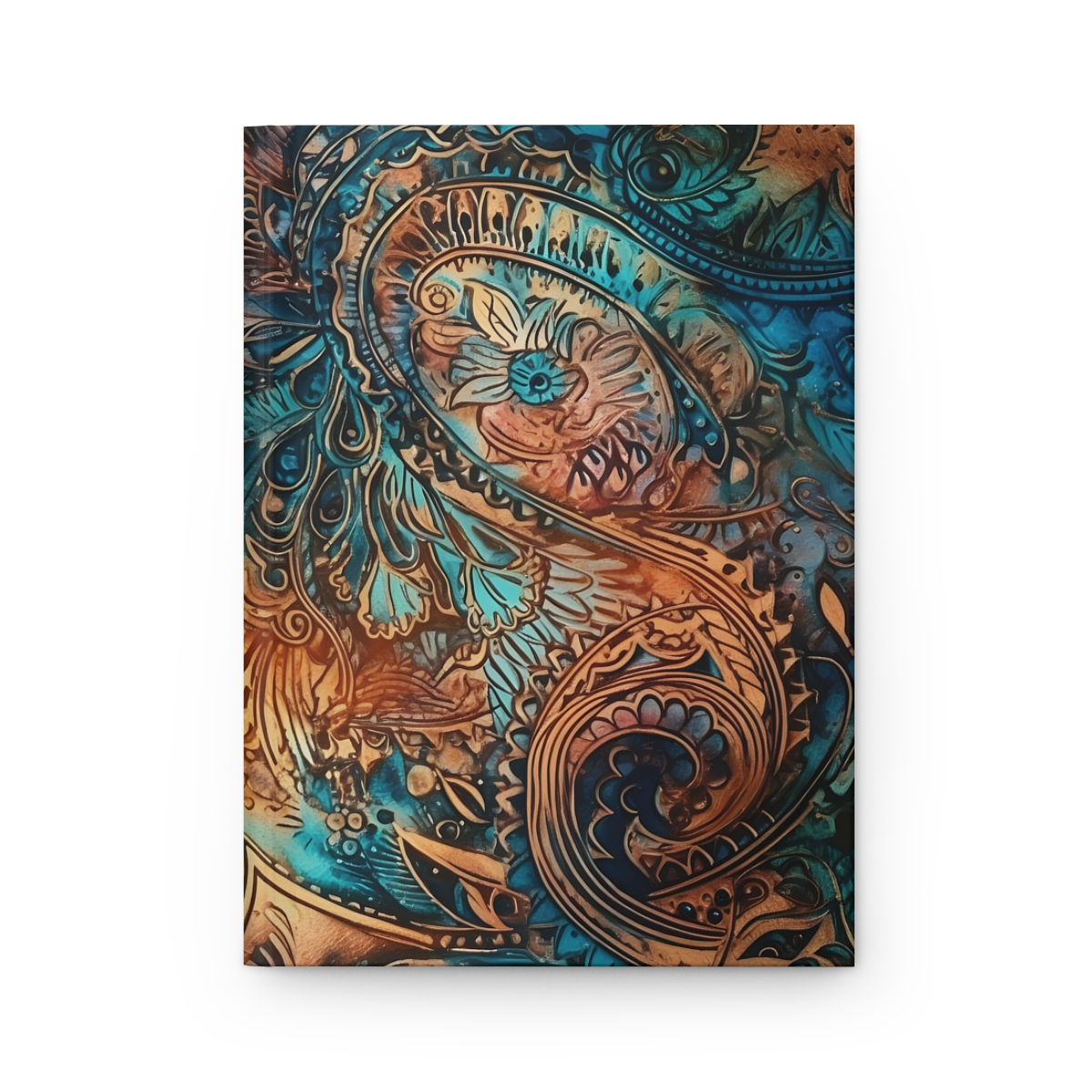 Orange and Turquoise Abstract Hardcover Journal Matte