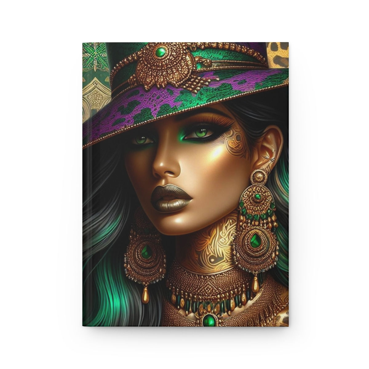 Lady with Purple and Green Hat Hardcover Journal Matte