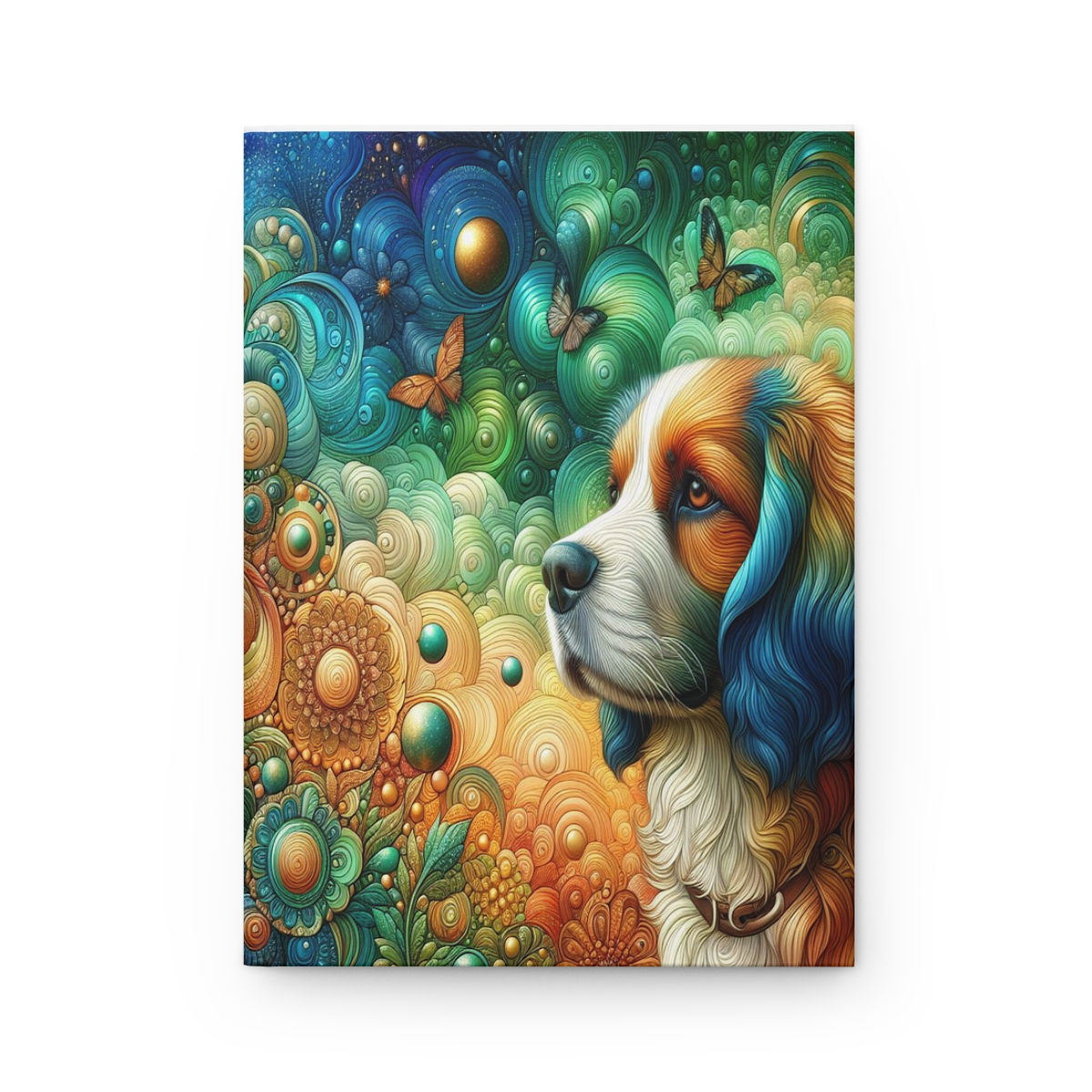 dog with Blue and Green Hardcover Journal Matte