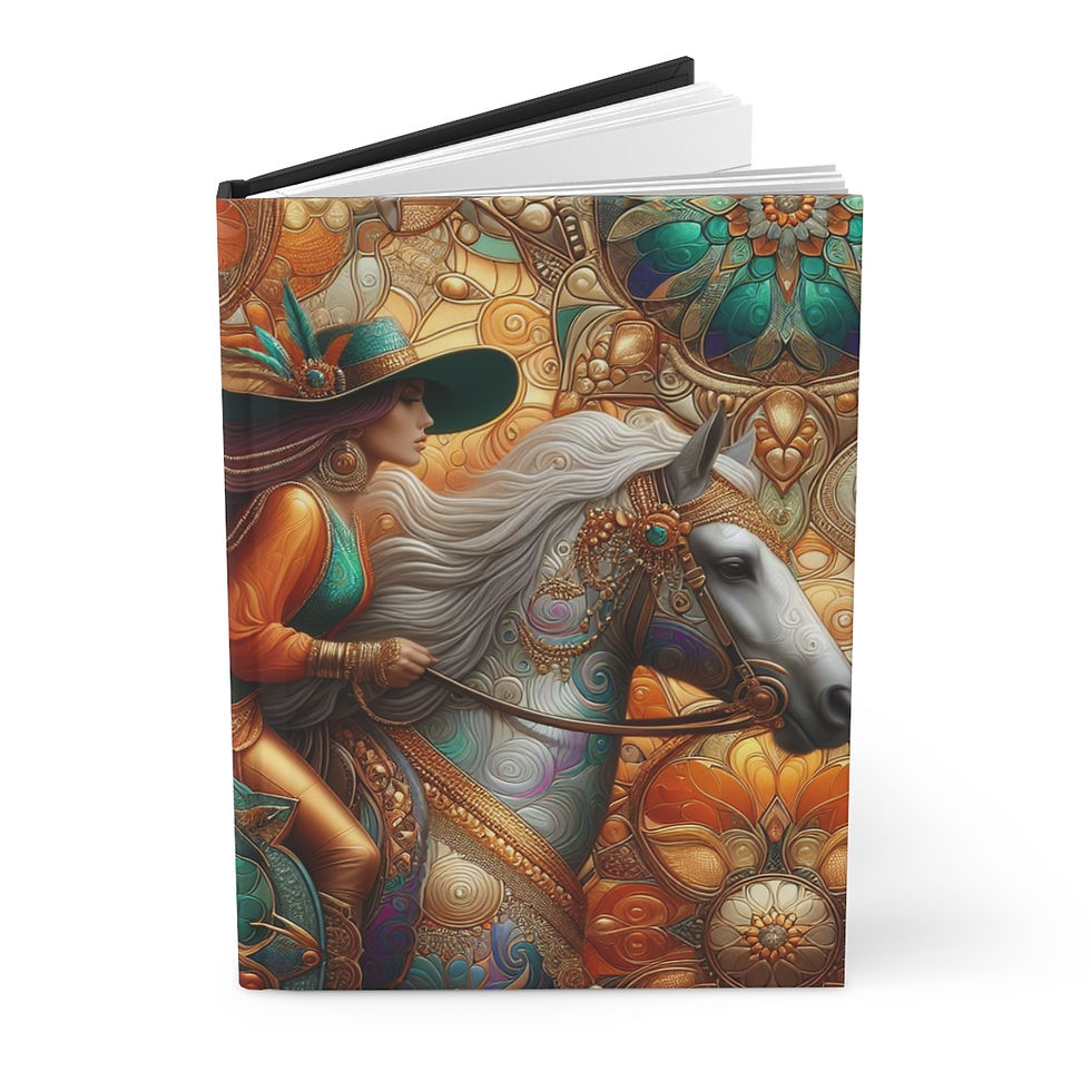 Thumbnail:  Woman on Horse Orange and Green Hardcover Journal Matte