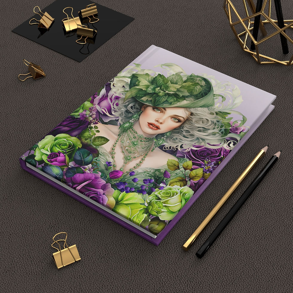 Thumbnail: Lady with Green Hat Hardcover Journal Matte