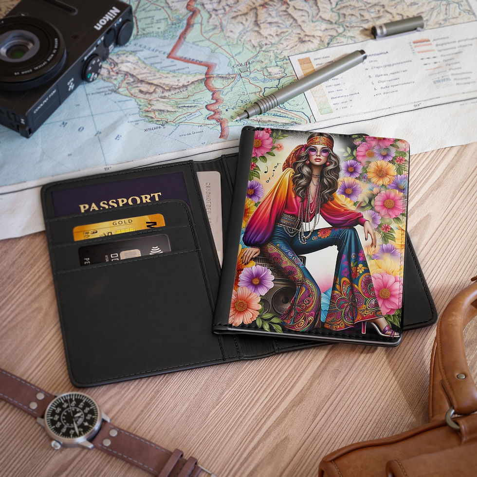 Thumbnail: 70's Vibe Pink, Purple, and Yellow Flowers Passport Cover