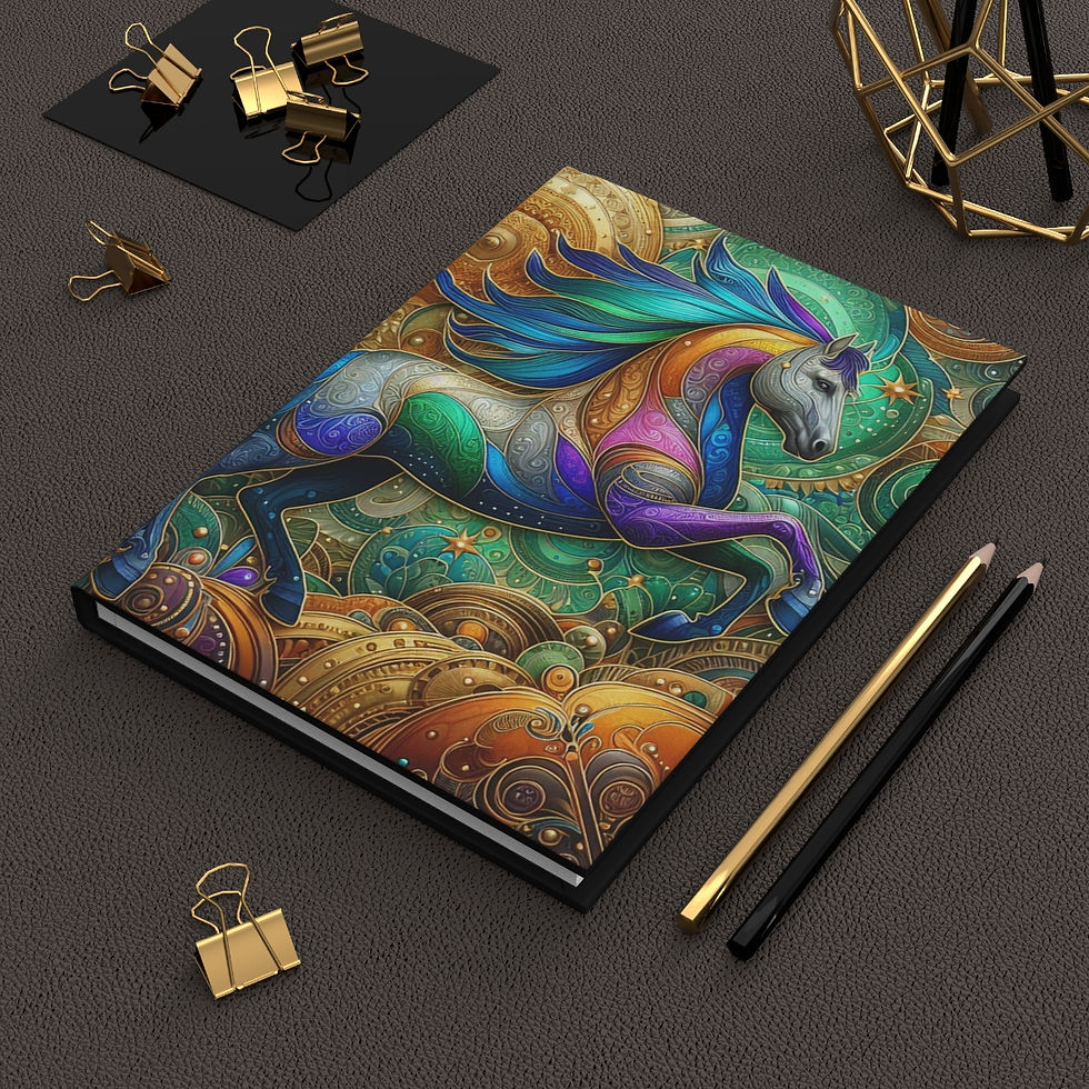 Thumbnail: Horse with Blue, Green, Turquoise Mane Hardcover Journal Matte