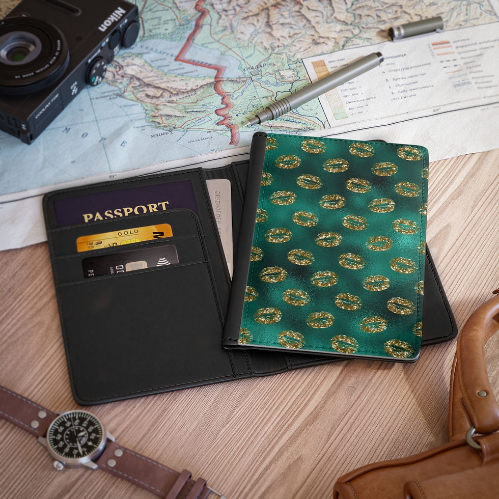 Thumbnail: Teal and Gold Lips Passport Cover