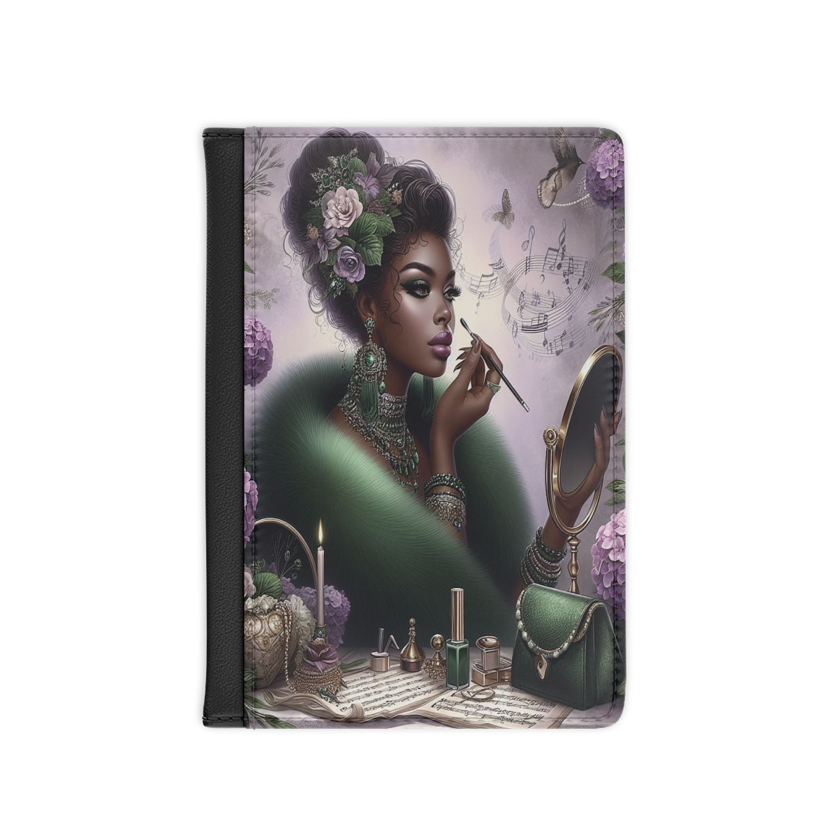 Makeup Artist in Green Fur Passport Cover