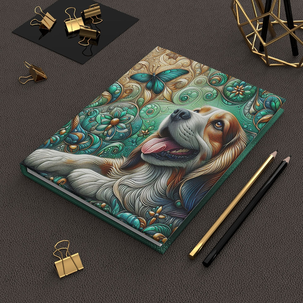 Thumbnail:  Dog with Teal Butterfly Hardcover Journal Matte