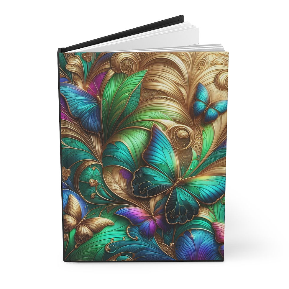Thumbnail: Turquoise and Green Butterfly Hardcover Journal Matte