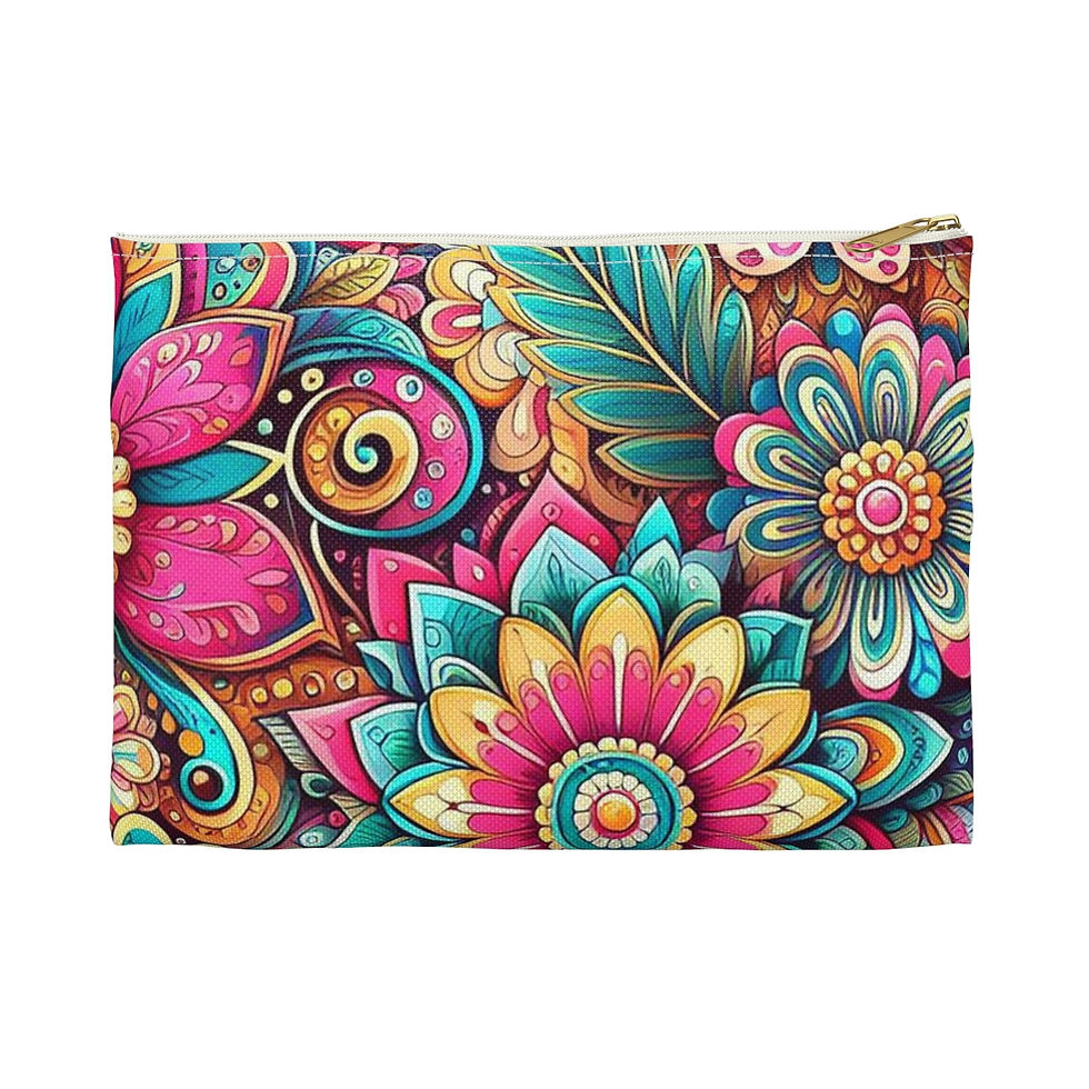 Thumbnail:  Pink and Teal Flower Accessory Pouch