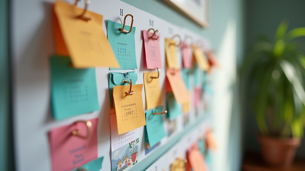 Close-up view of a colourful diversity calendar on a wall