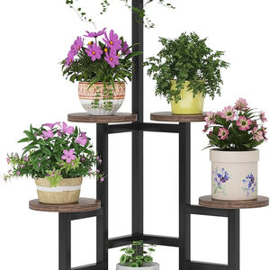 Tall corner plant stand with 6 tiers for multiple pots