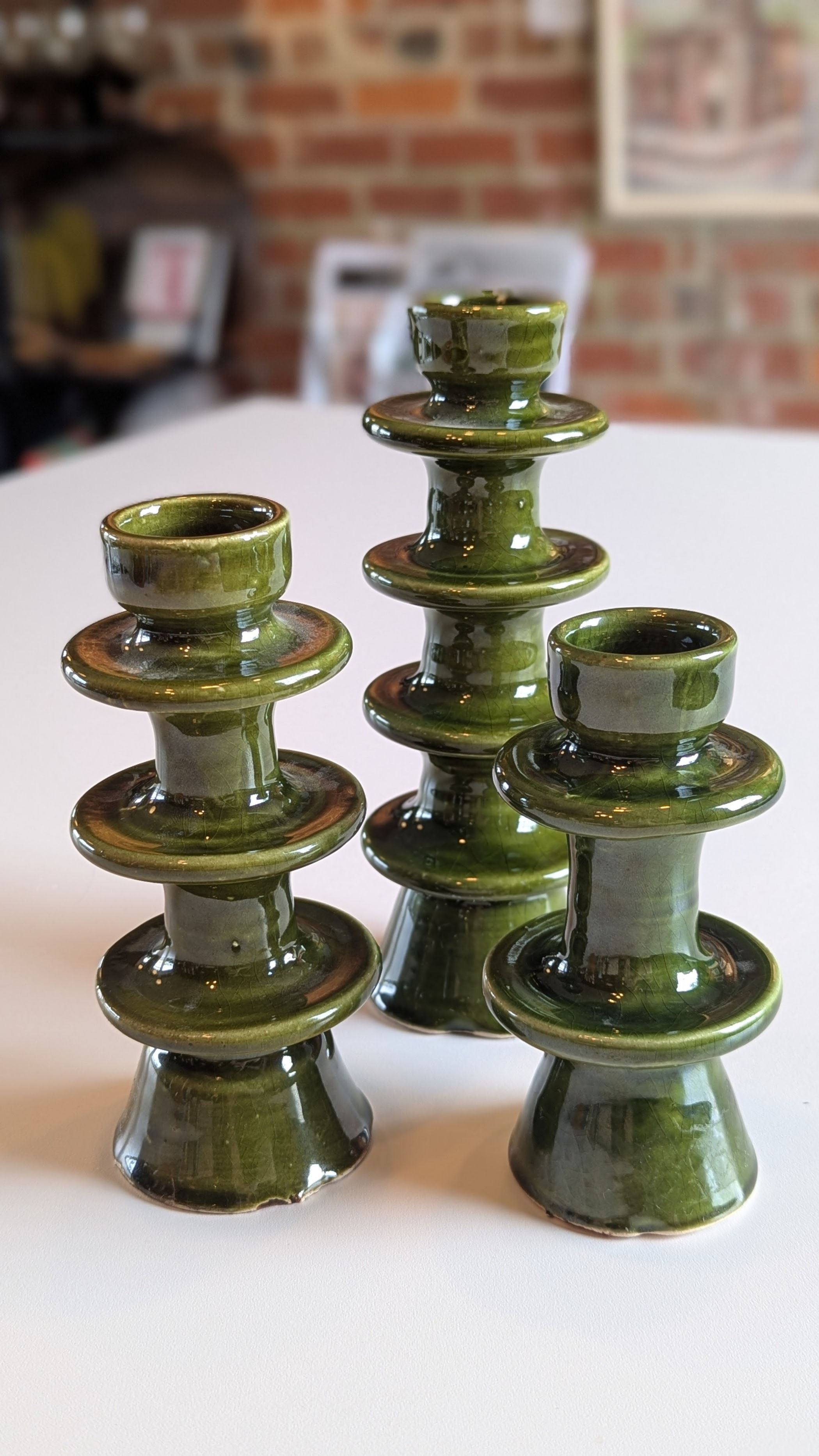 Moroccan Glazed Ceramic Candlesticks