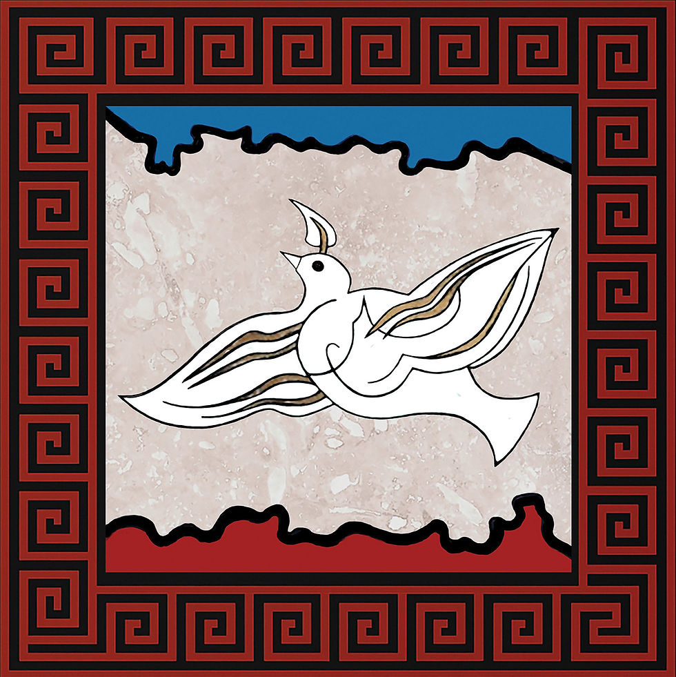Peace Dove Greek art coaster inspired by Akrotiri frescoes