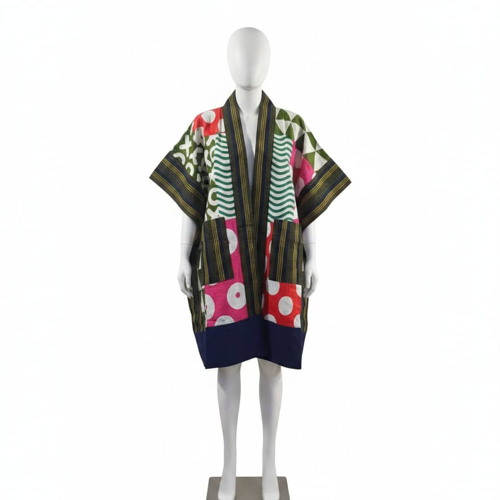 TDV Kimono - Mixed Print Pink & Green