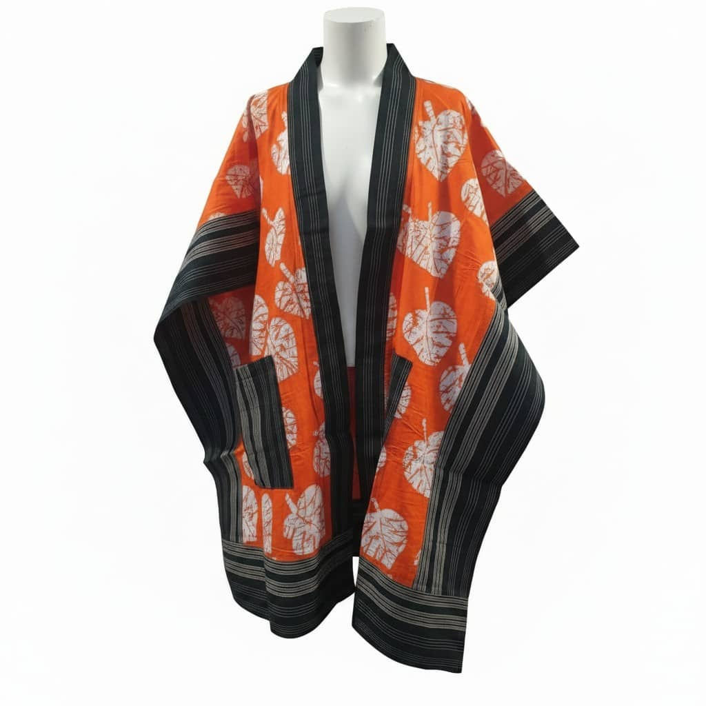 TDV Kimono - Orange Leave Pattern