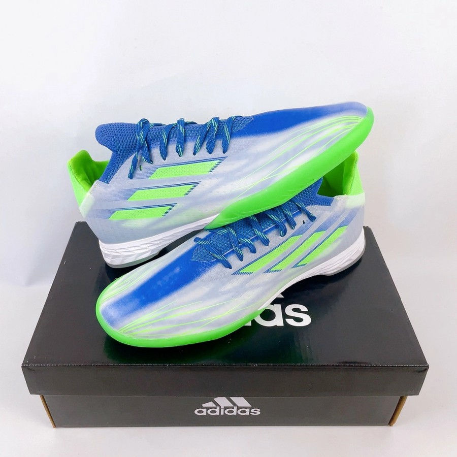 Фото футбольной обуви для зала Adidas X Speedflow .1 IC Adizero White Green Sonic в интернет магазине footgoal.shop