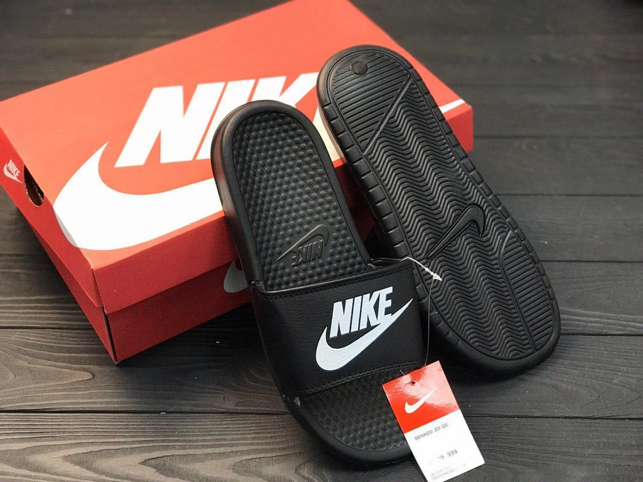 Сланцы Nike / шлепки найк чёрные
