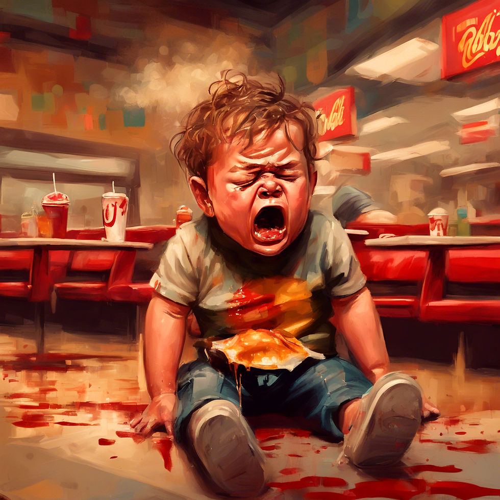 A child has a tantrum in the restaurant.