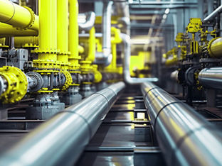 A picture of a pipeline in a factory