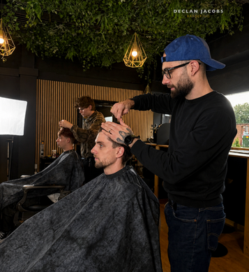 Declan Jacobs cutting a client’s hair at DJB Bromsgrove