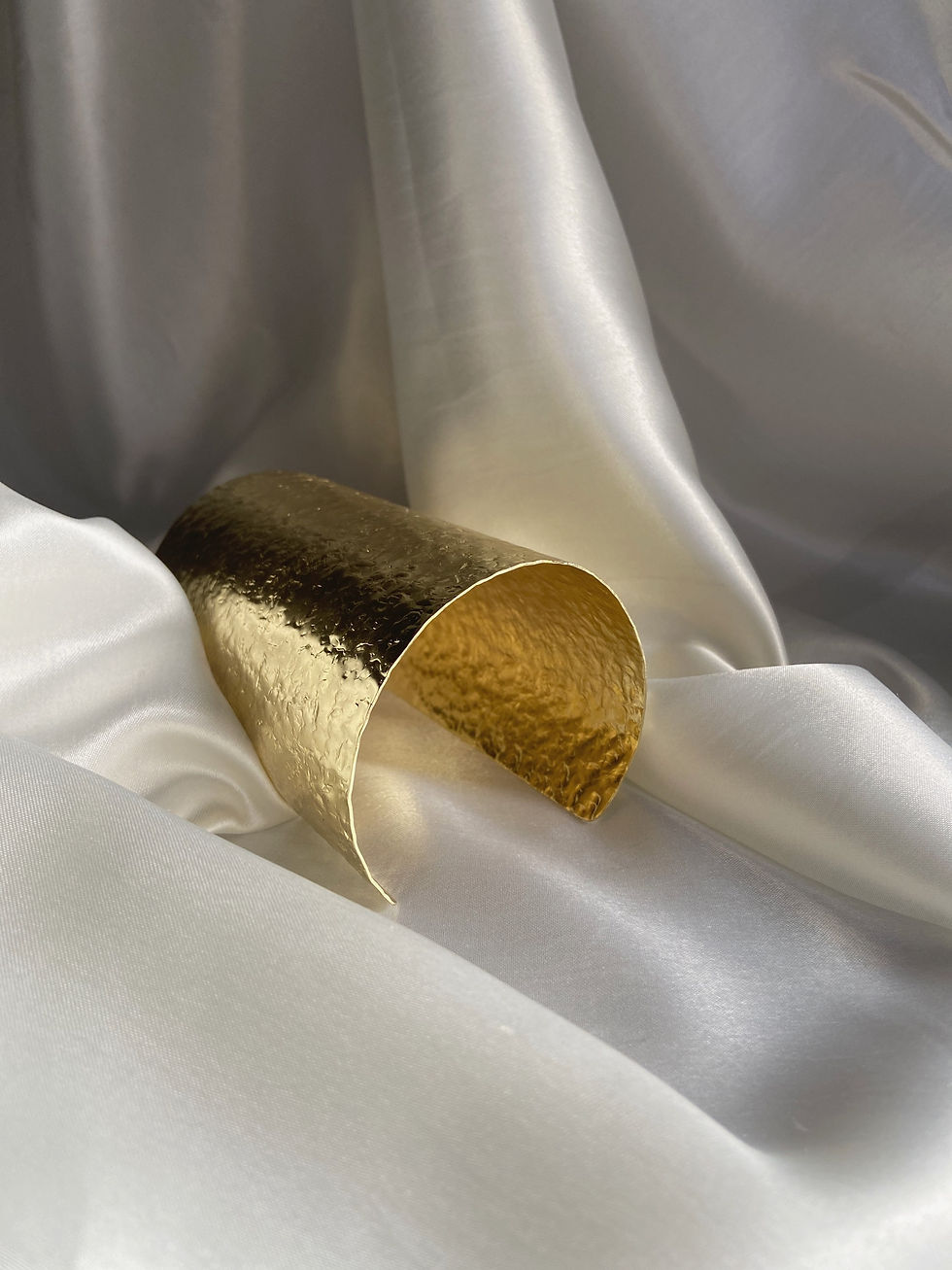 Thumbnail: Textured Handcrafted Gold Brass Handcuff
