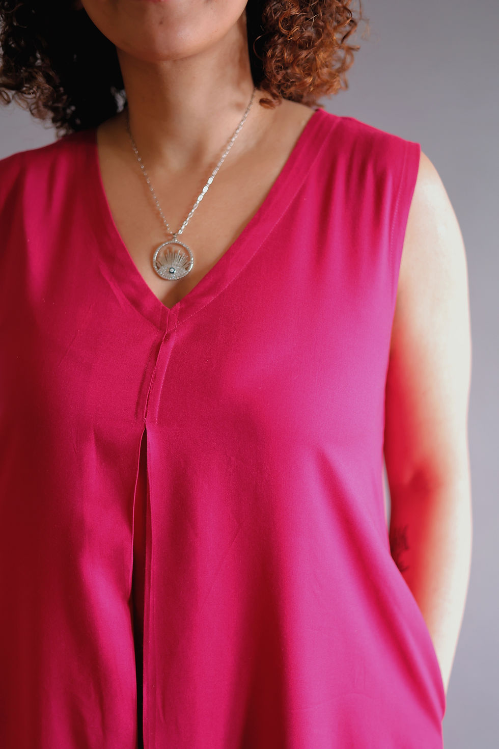 Thumbnail: Hot Pink Sleeveless Summer Dress