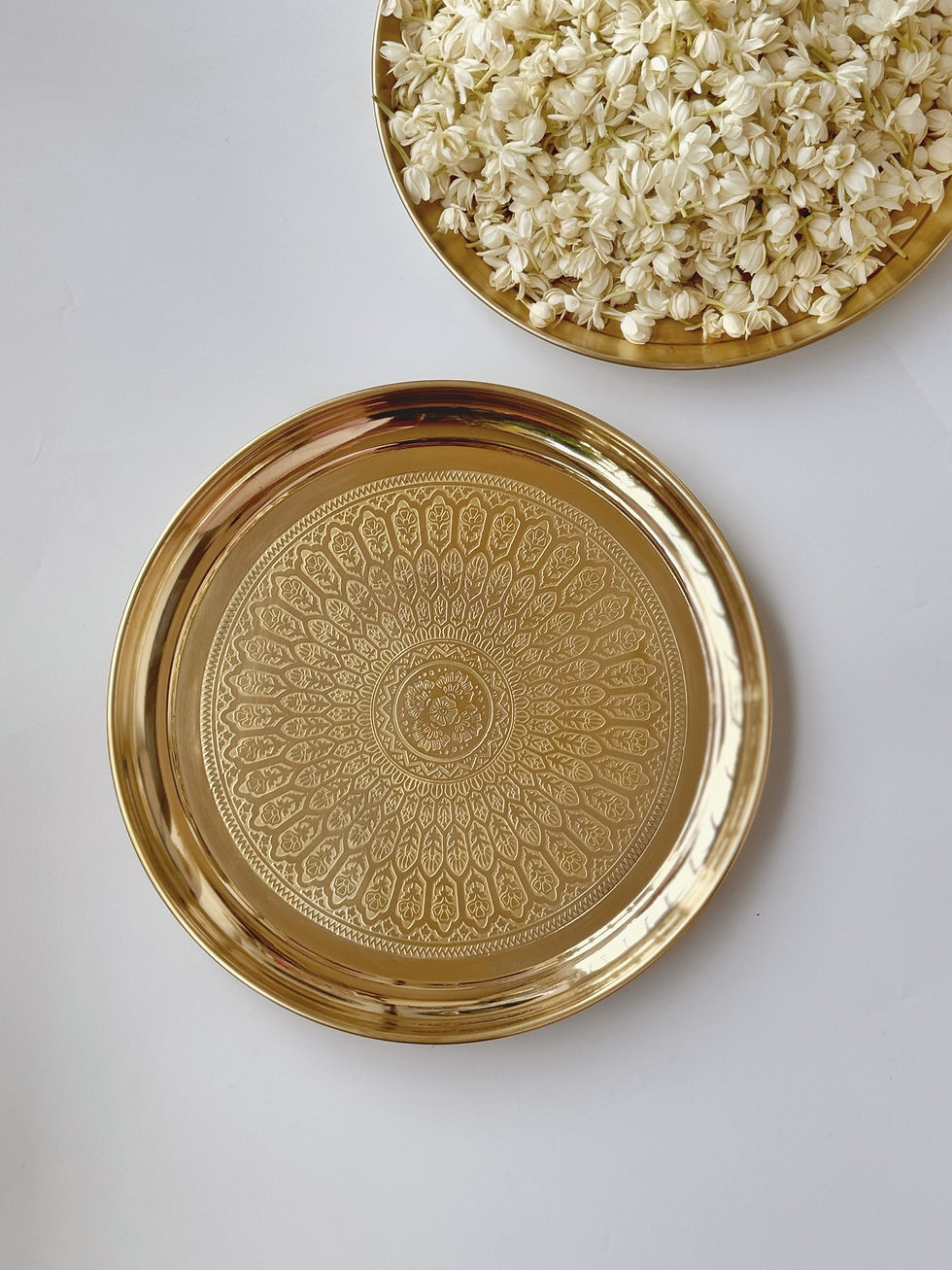 Thumbnail: Brass Rangoli Thali 12.5 inch