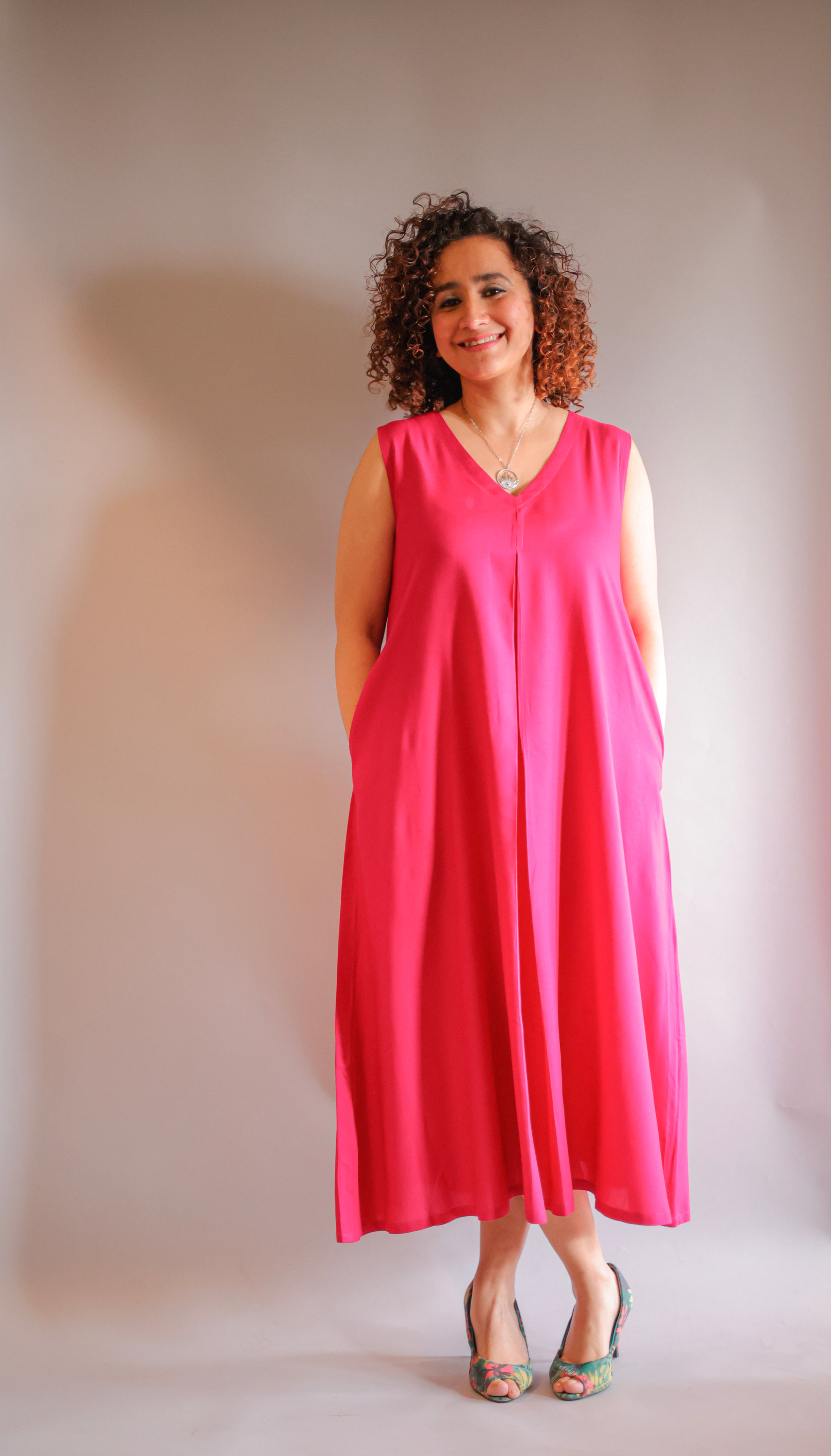 Hot Pink Sleeveless Summer Dress