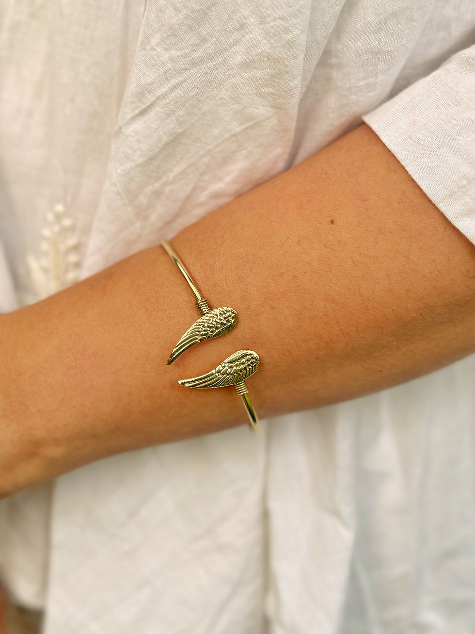 Thumbnail: Angel Wings Brass Bangle