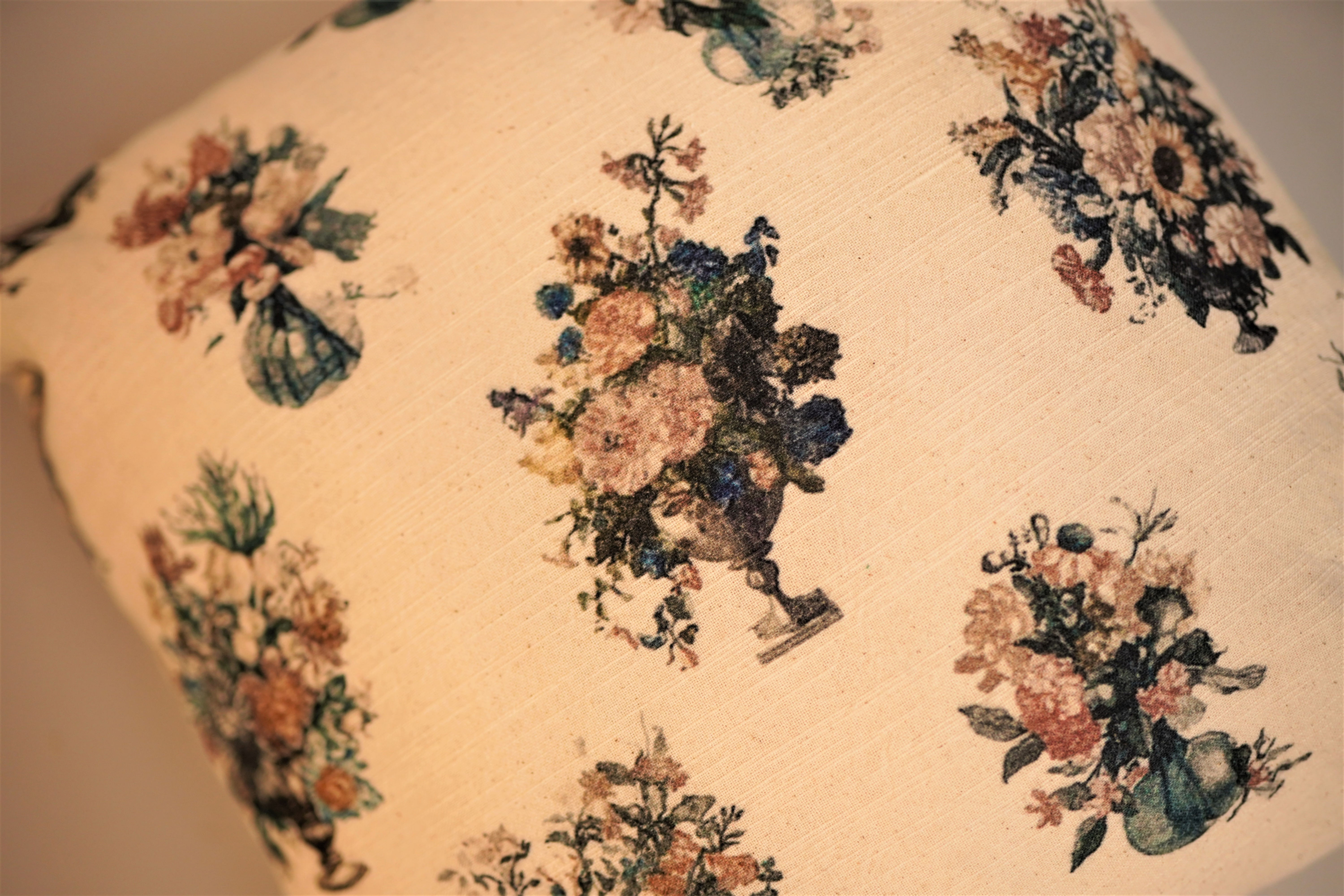 Bouquette floral Cushion Cover Ivory/Teal