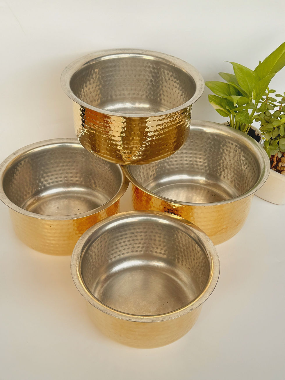 Thumbnail: Brass Hand Hammered Stock Pot Patila 4 sizes