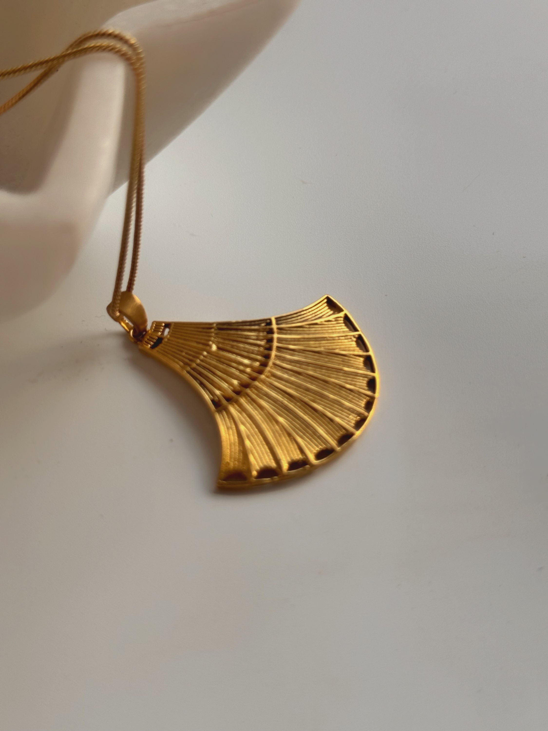 Folding Fan Brass Pendant