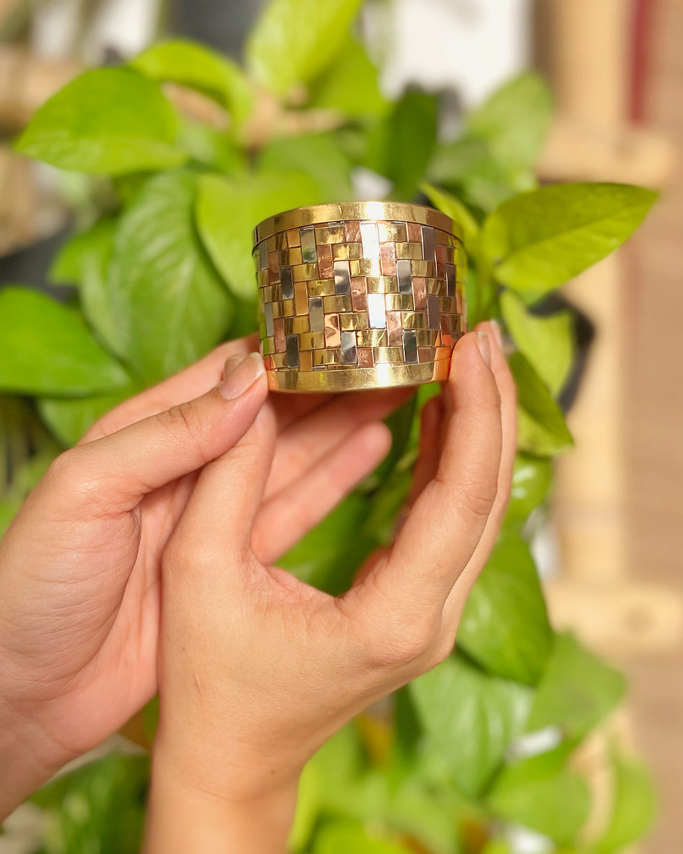 Thumbnail: Woven Metal Brass Wrist Cuff