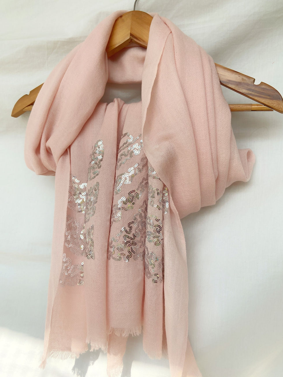 Thumbnail: Flushed Pink Fine Wool with Silk Shahbano Wrap
