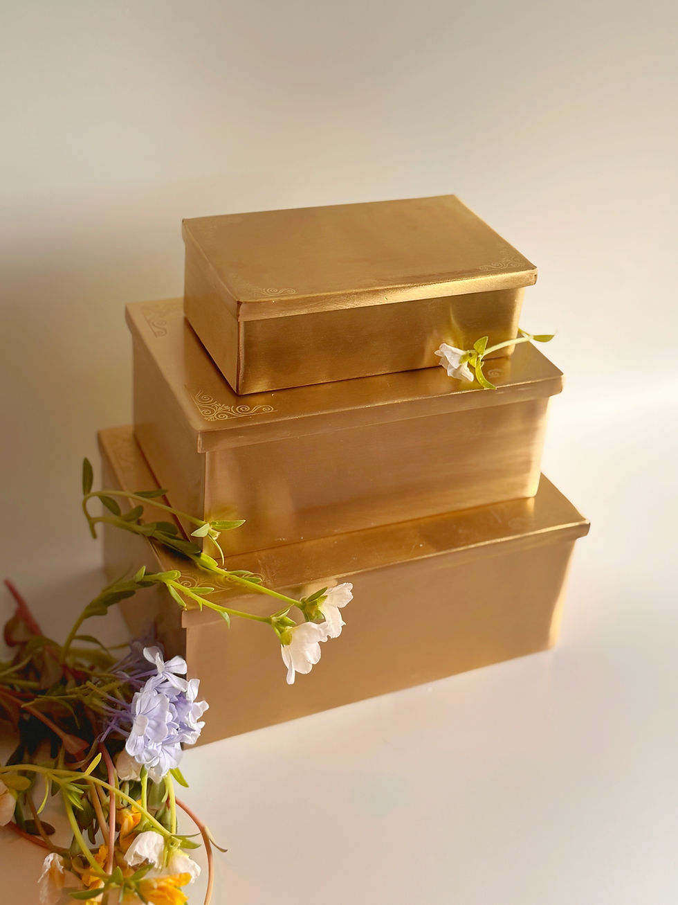 Thumbnail: Heirloom Brass Nested Boxes - Set of 3