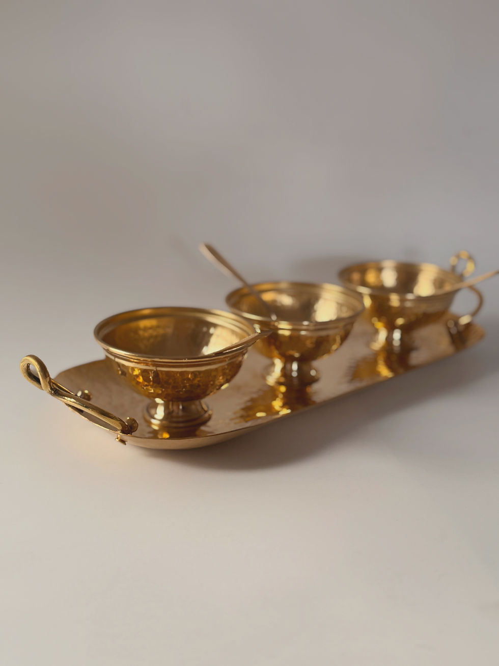 Thumbnail: Utsav Brass Tray Set – 3 Bowls