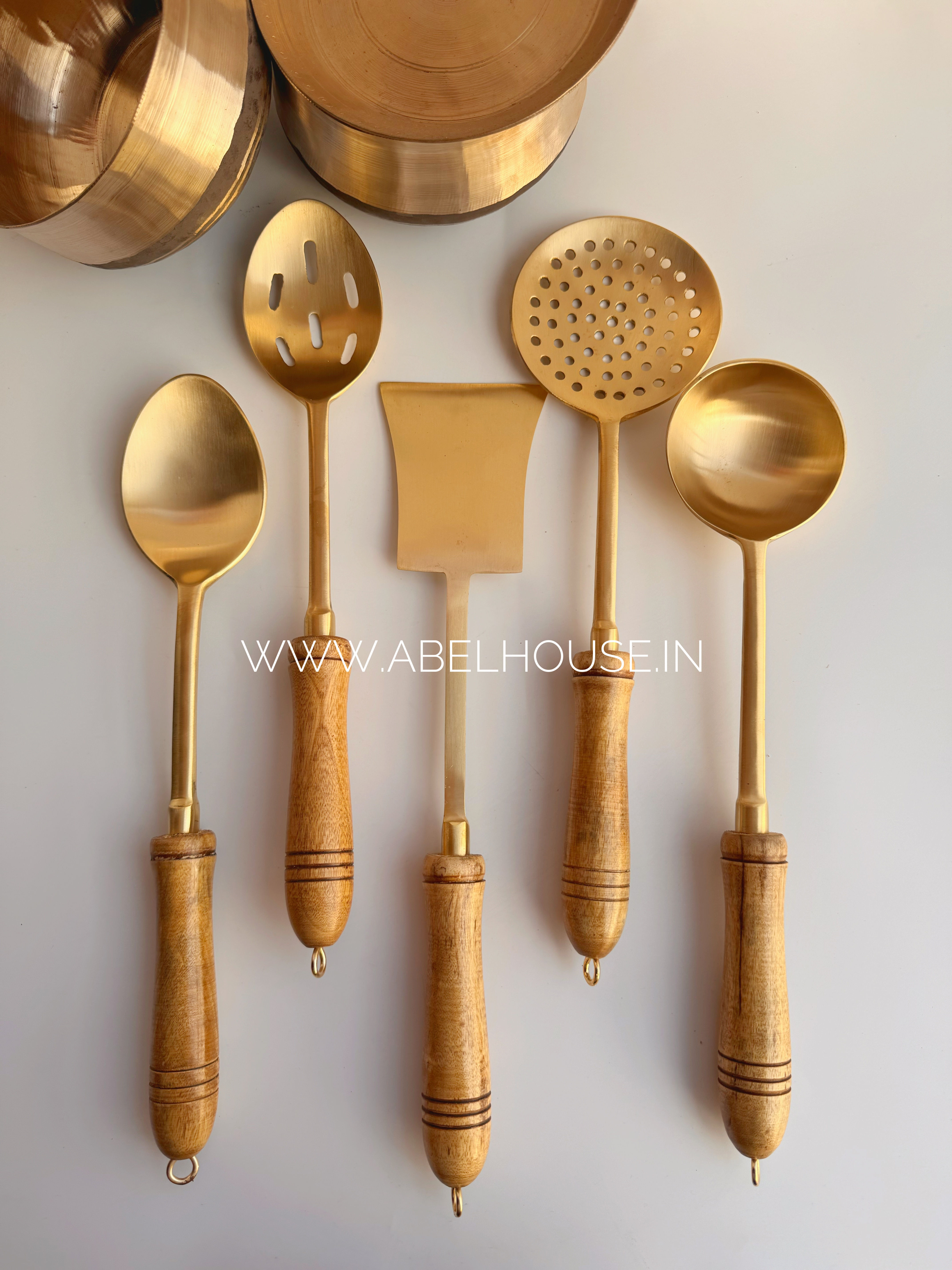 Brass Ladle Set of 5 - Matt Finish