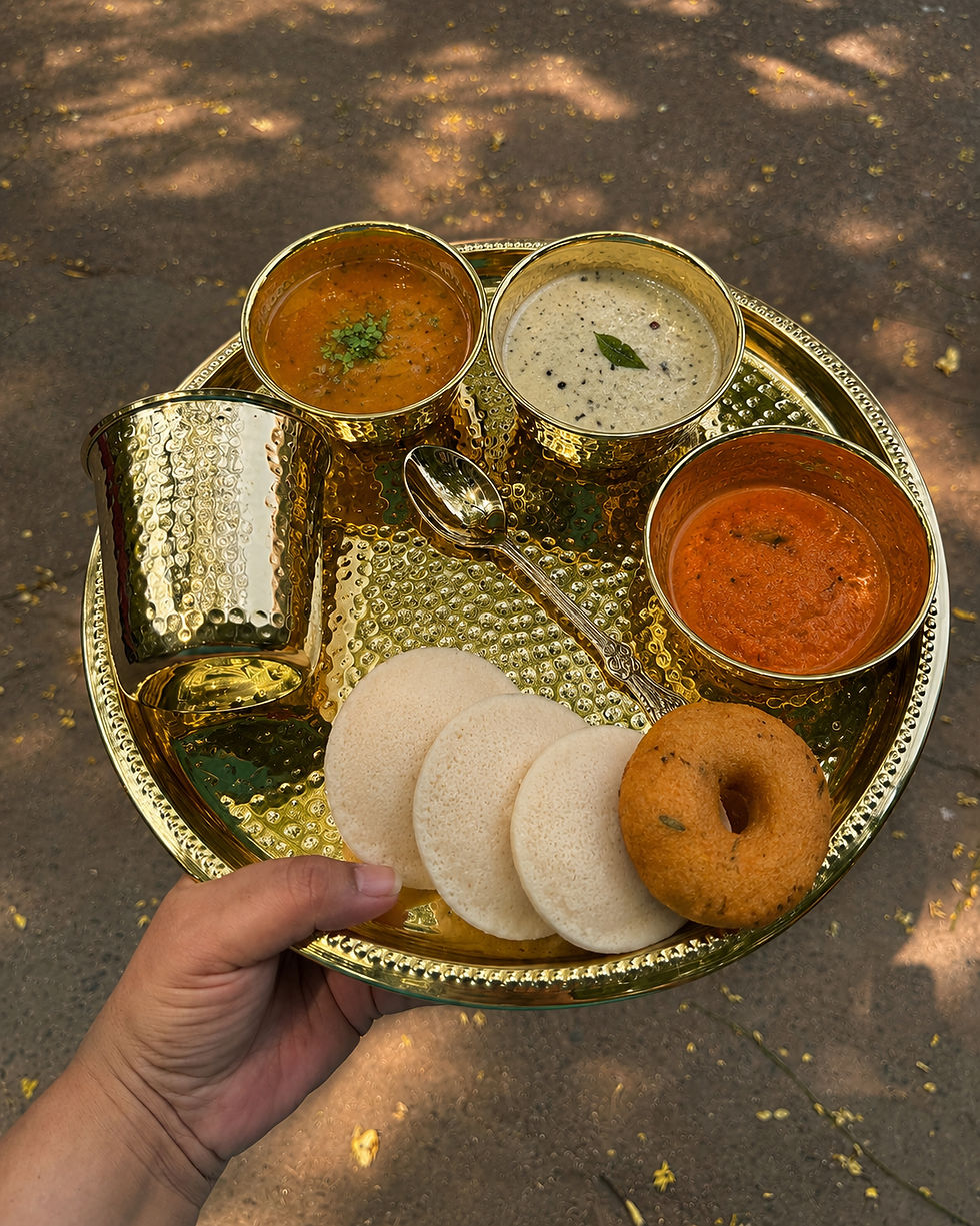 Thumbnail: Amaltas Gold Brass Hammered Thali Set