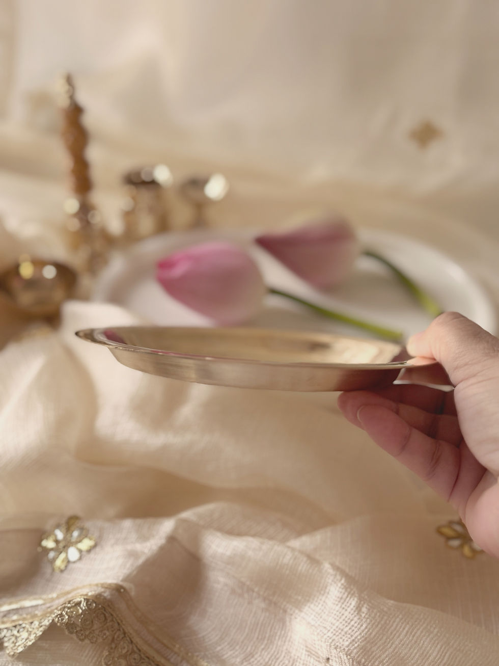 Thumbnail: Bronze Pooja Thali 6 inch - set of 6 pieces