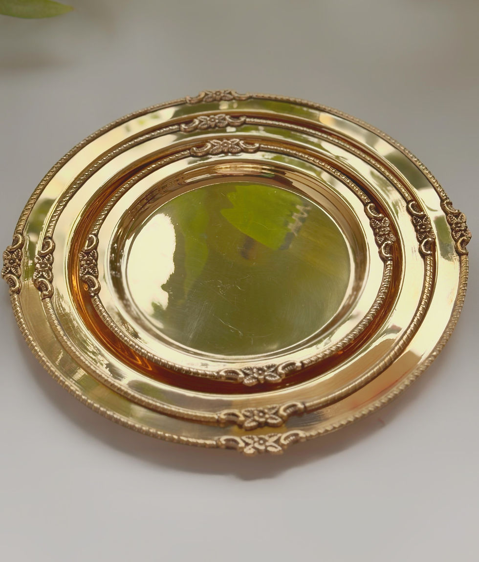 Thumbnail: Victorian Round Brass Tray Set of 3 -Glossy
