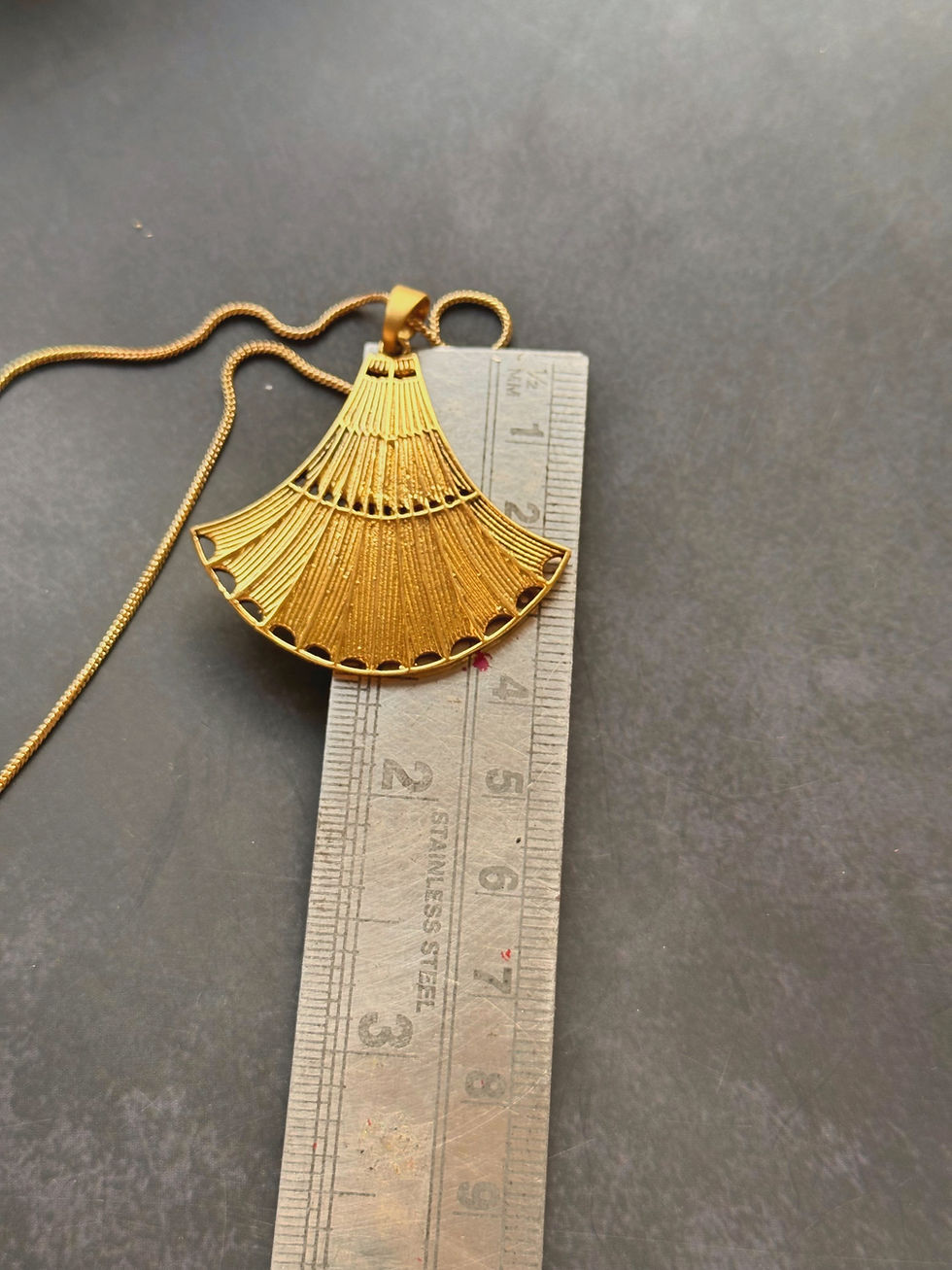 Thumbnail: Folding Fan Brass Pendant