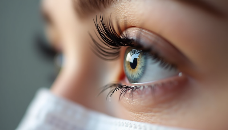 Close-up view of lifted eyelashes showing natural curl and length