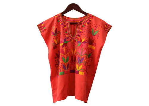 Blusa Huipil Milpa -Talla Ch a M-Mide:55x62cm -Manta coral y