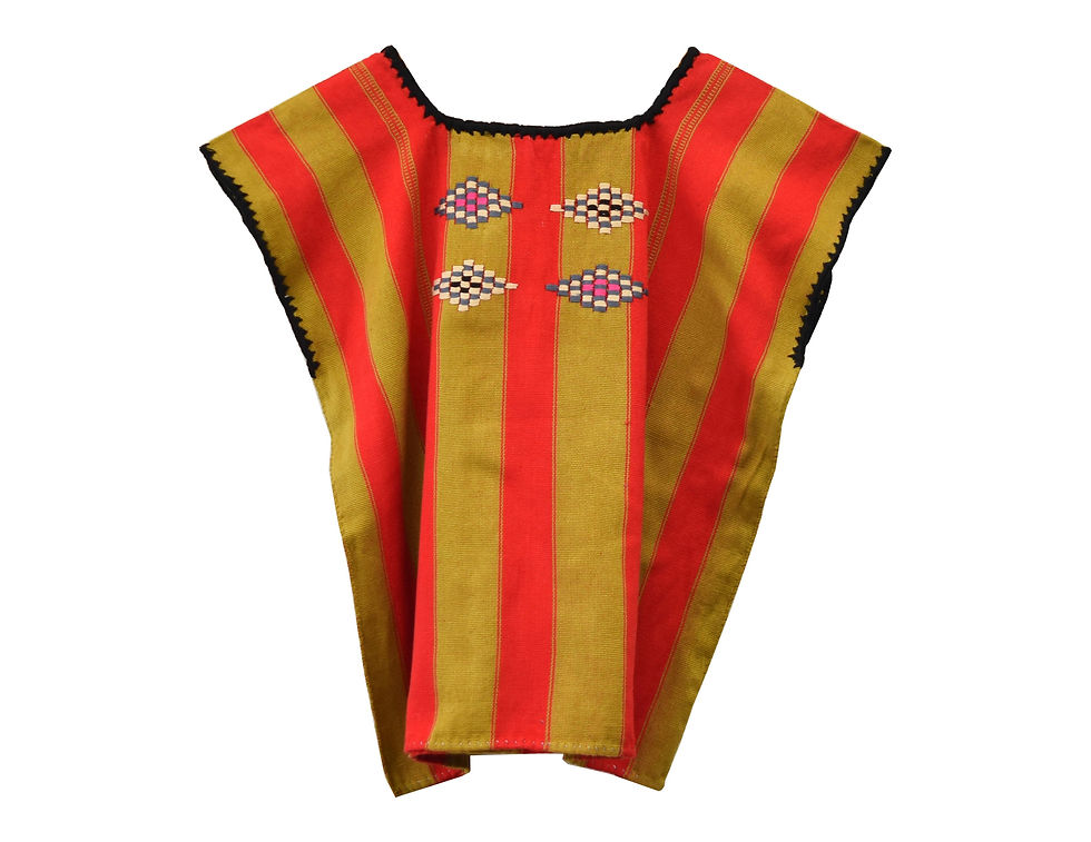 Miniatura: Blusa Huipil Oxchuc -Talla Ch -Mide:53x55cm- Rojo y Olivo