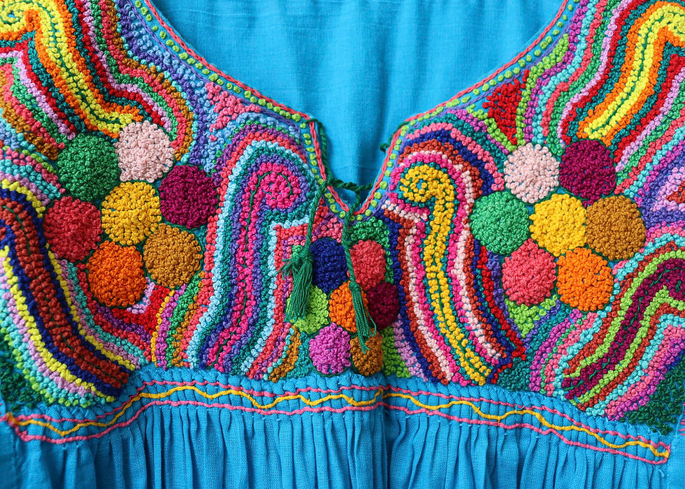 Miniatura: Blusón Aguacatenango - Talla M a G -Manta Corrugada Coral -Azul y Rococo