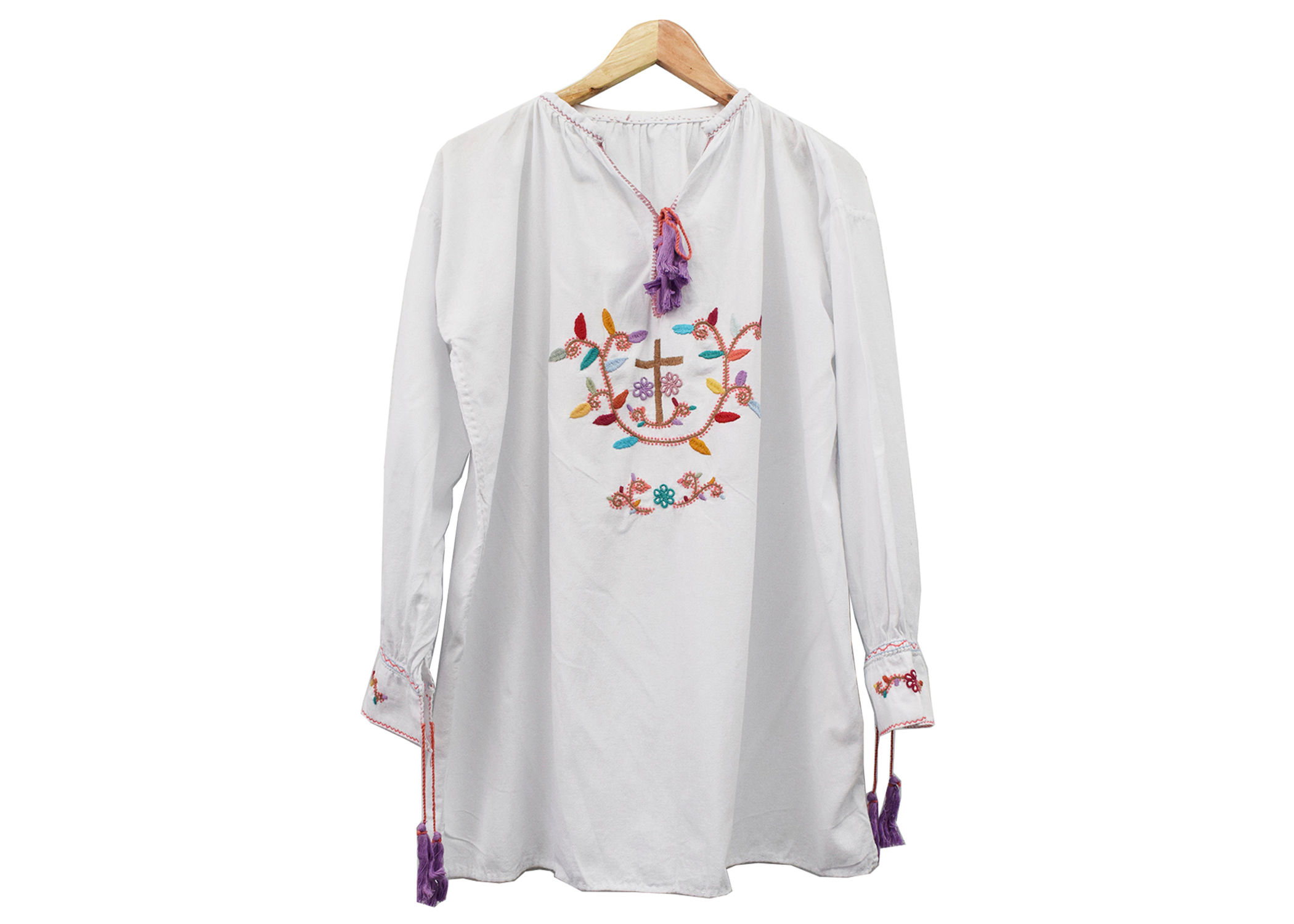 Camisa Blusón Aguacatenango - Talla M a G -Manta Blanco