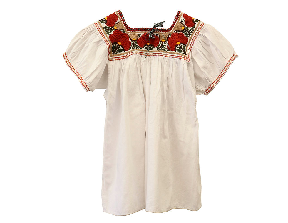 Thumbnail: Blusa Aguacatenango - Talla CH - Manta suave -Blanco manga corta- Capuccino