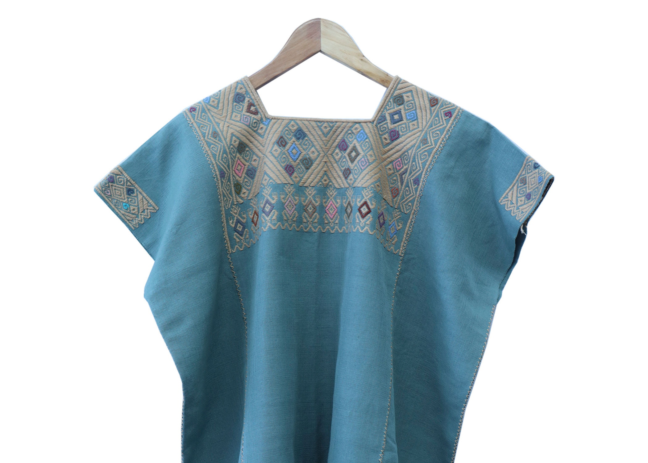 Blusa Huipil Larrainzar Tradicional- Talla G - Mide:65x71 -Jade